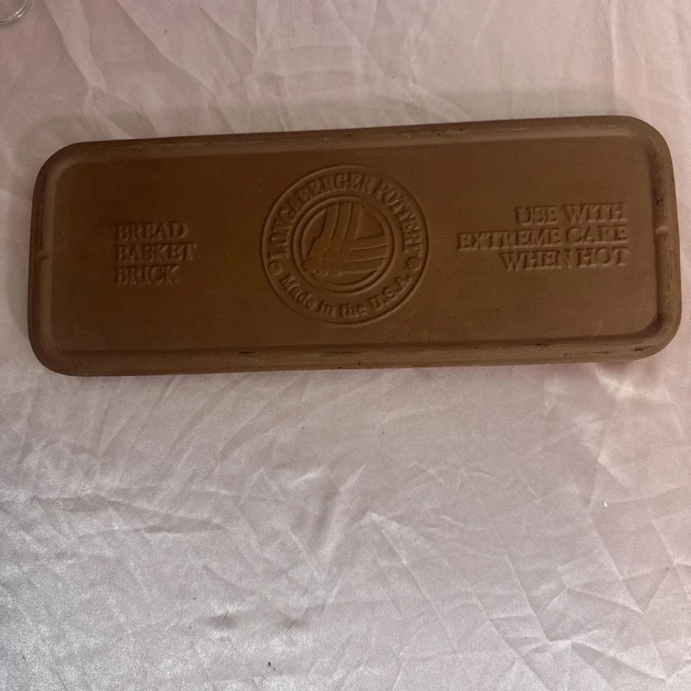 Longaberger Bread Basket 1994 Green Fabric Liner Divider Welcome Tag Bread Brick